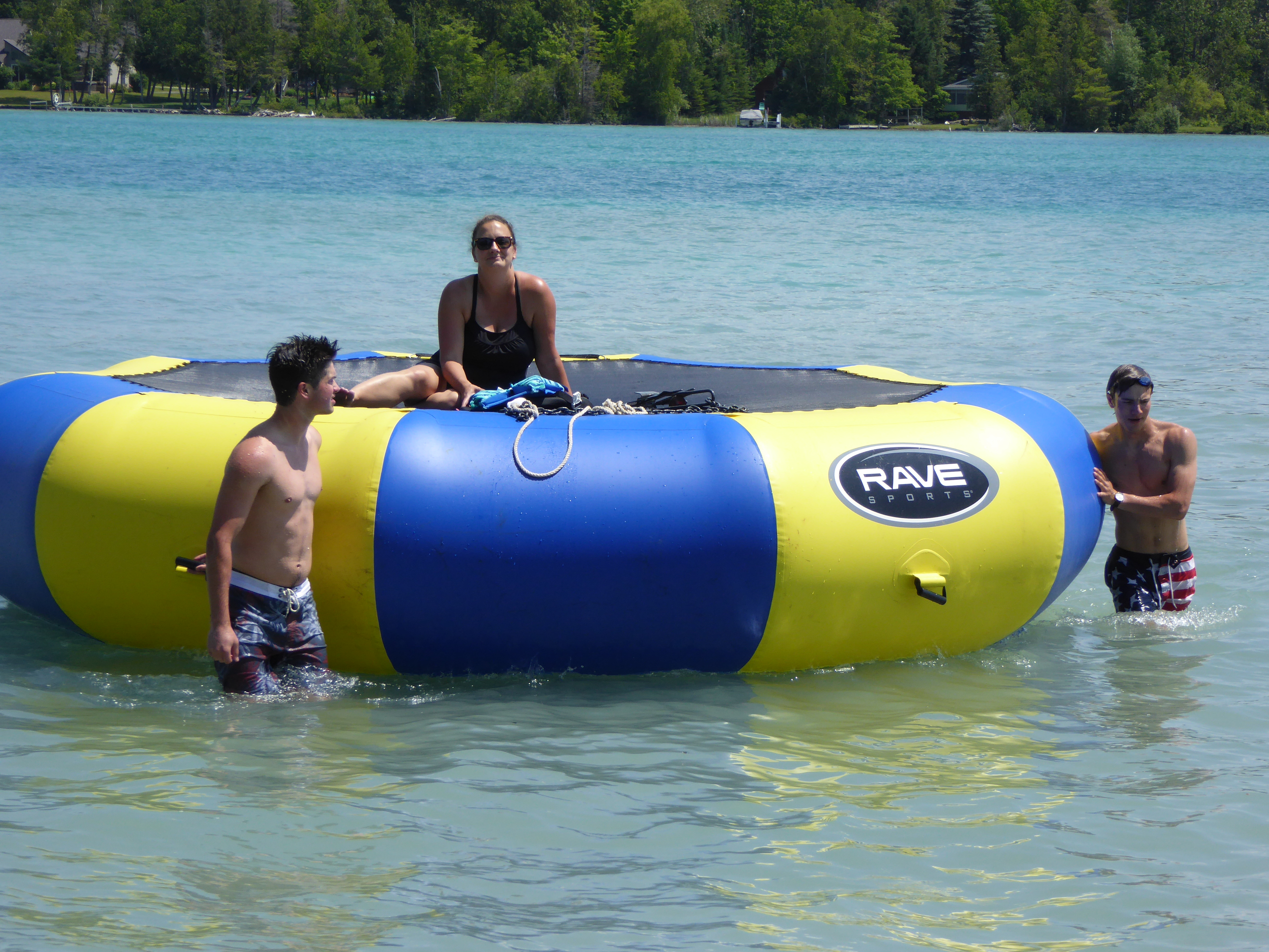 Water trampoline on the lake, 2017