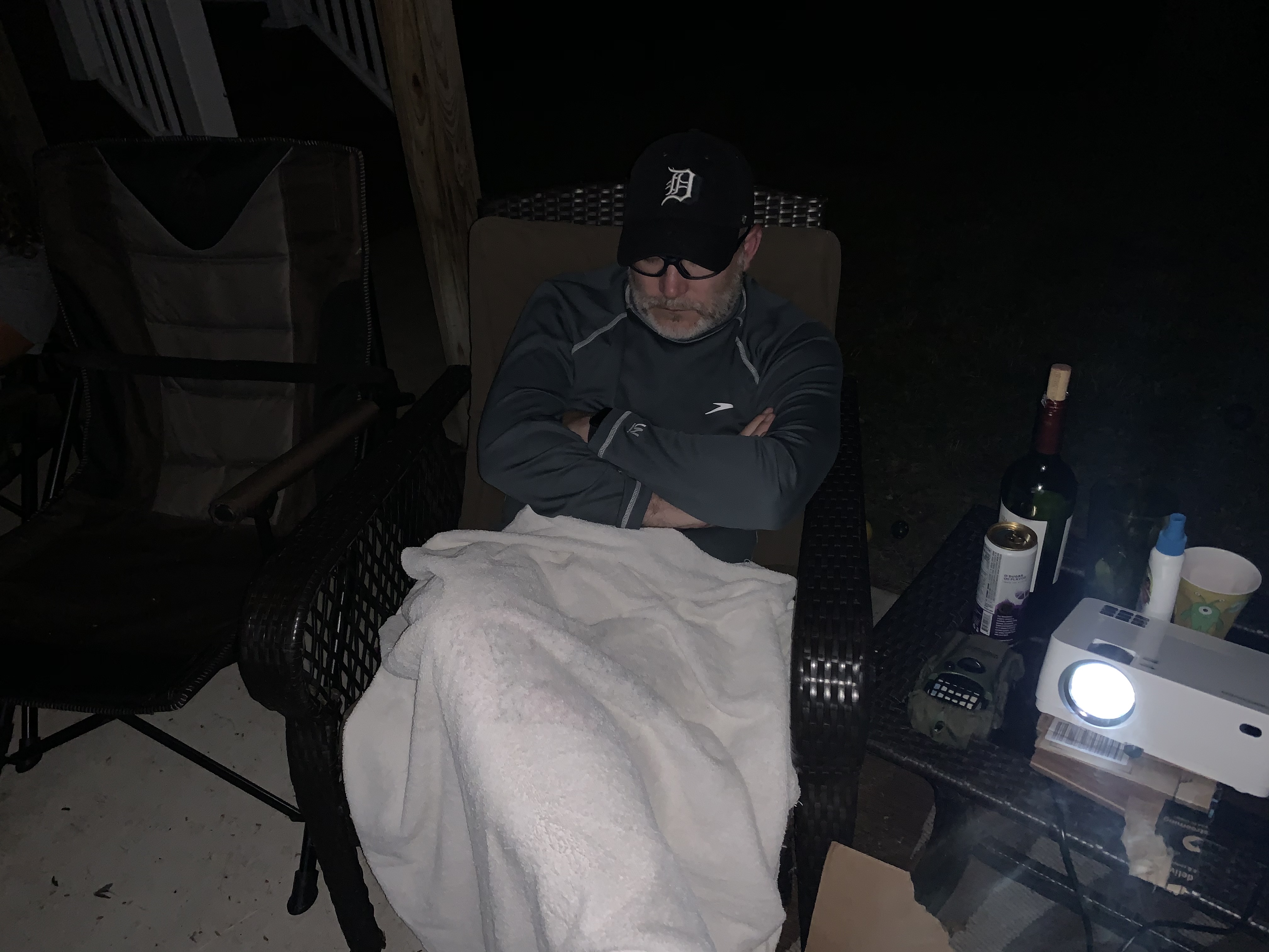 Bundled up for the screening, 2020